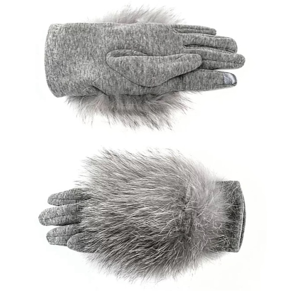 Mitchie’s Matching’s Woven Gloves With FOX Trim ~ NWT ~ M/L ~ Grey - Picture 4 of 4